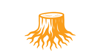 Stump measurement diagram showing diameter and grinding depth.